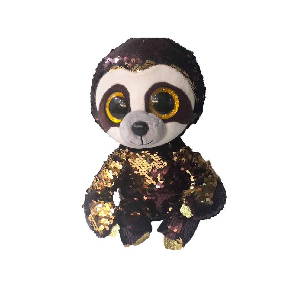 Ty Flippables Dangler Sloth Reversible Sequin Gold Bronze Beanie Boo Plush 2018